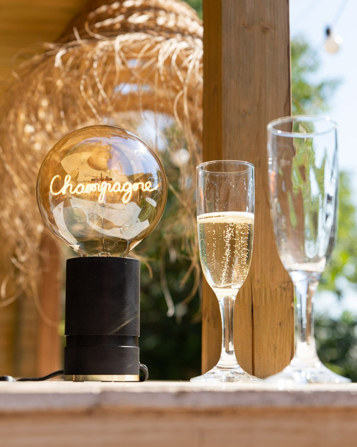 Bulb CHAMPAGNE Amber with Base Table Lamp PORTABLE Pop Nomad Emerald