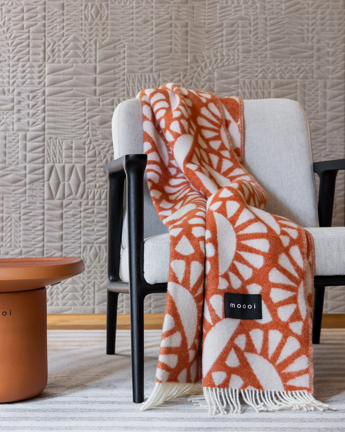 Maison Deux Blanket MOOOI WOODBLOCK BEETLE Rust Cream