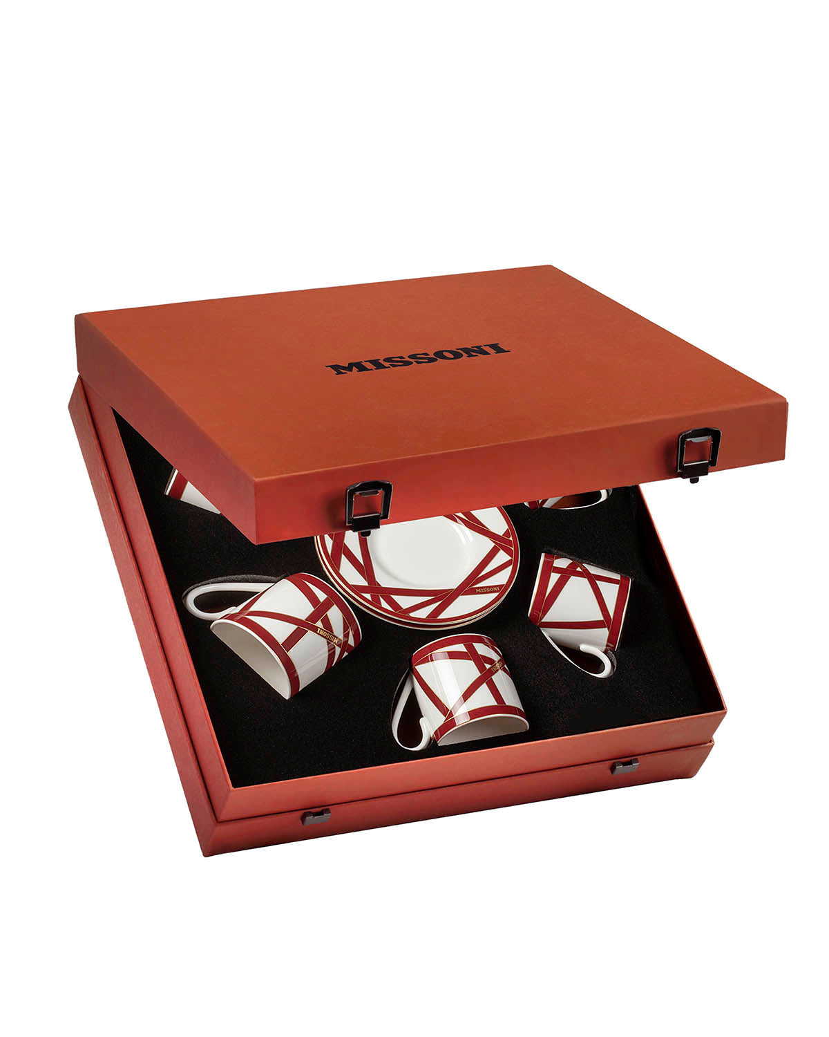 NASTRI BORDEAUX Luxury box Set 6 Pcs. Coffee Cup & Saucer - Ø 6 X H 6,1 Cm Cap. 12 Cl. - S.12 Cm