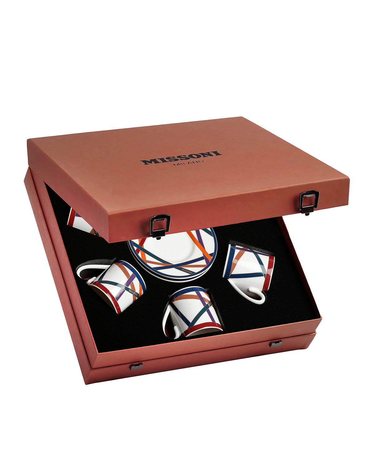 Missoni Home Coffee Cup & Saucer NASTRI Set of 6 in Luxury Box Multicolor diam. 2.3