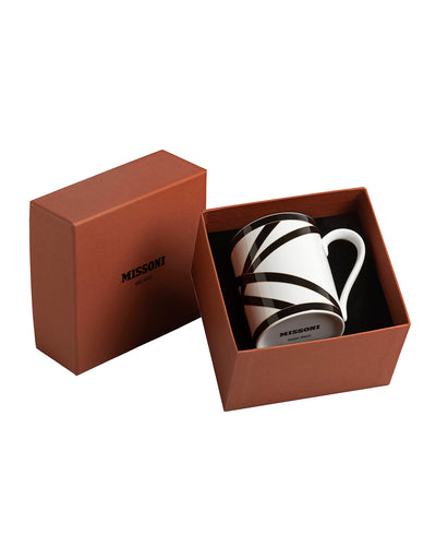 Missoni Home Mug Cup NASTRI in Luxury Box Black diam. 3", H 3.9", cap. 12.5 oz