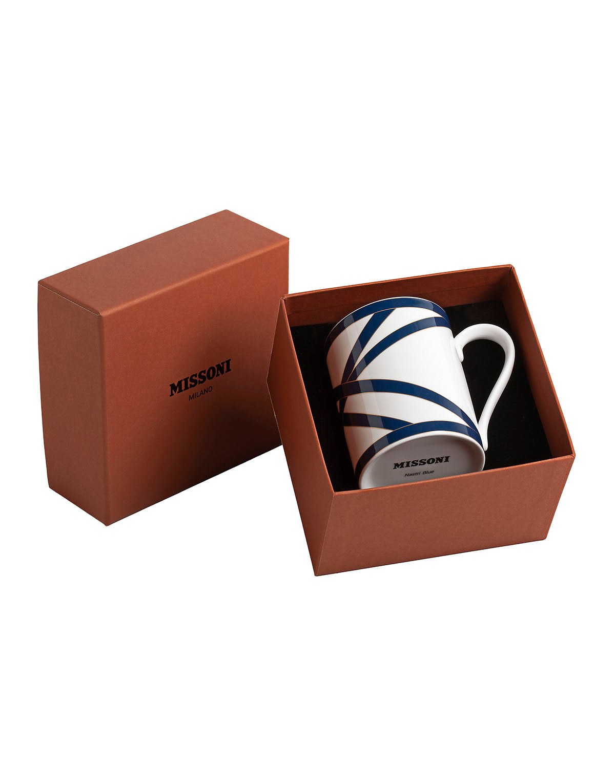 Missoni Home Mug Cup NASTRI in Luxury Box Blue diam. 3", H 3.9", cap. 12.5 oz