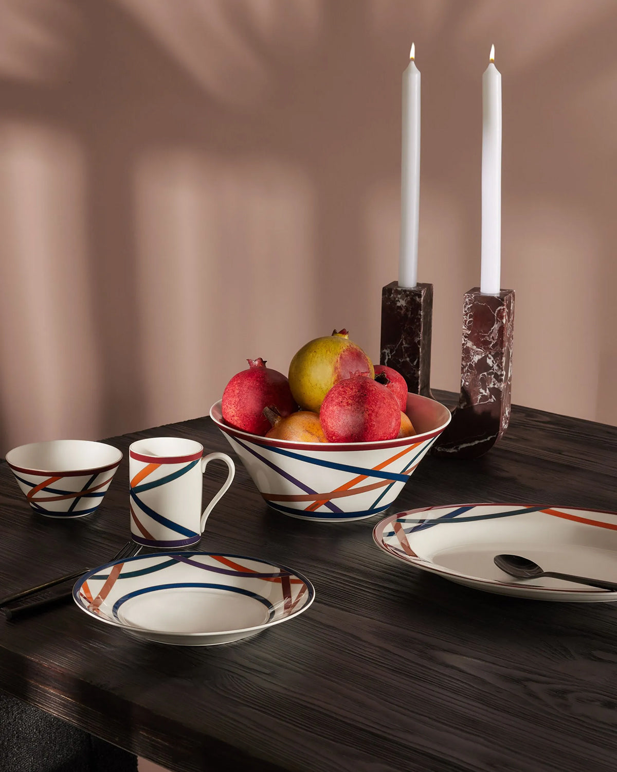 Soup or Cereal Bowls NASTRI Set of 2  Multicolor diam. 5.75", H 2.3"