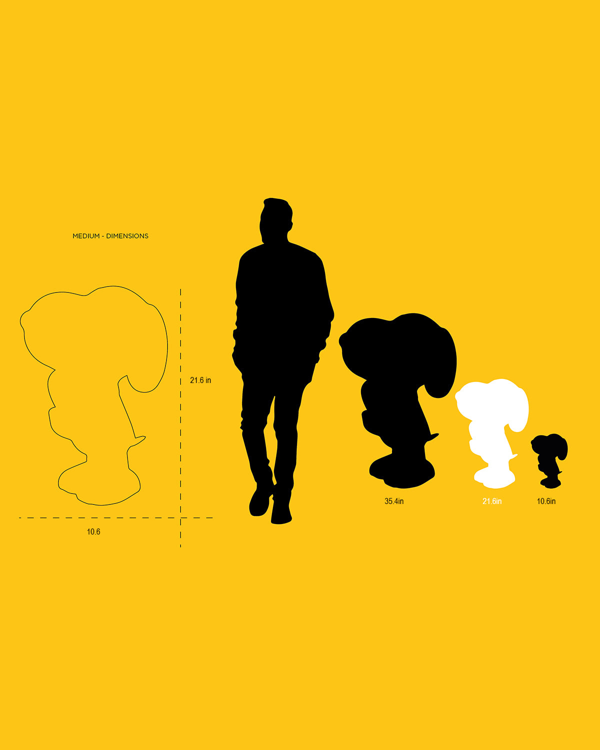 Snoopy HEART Matt Black with Chrome Gold Heart 21.5in