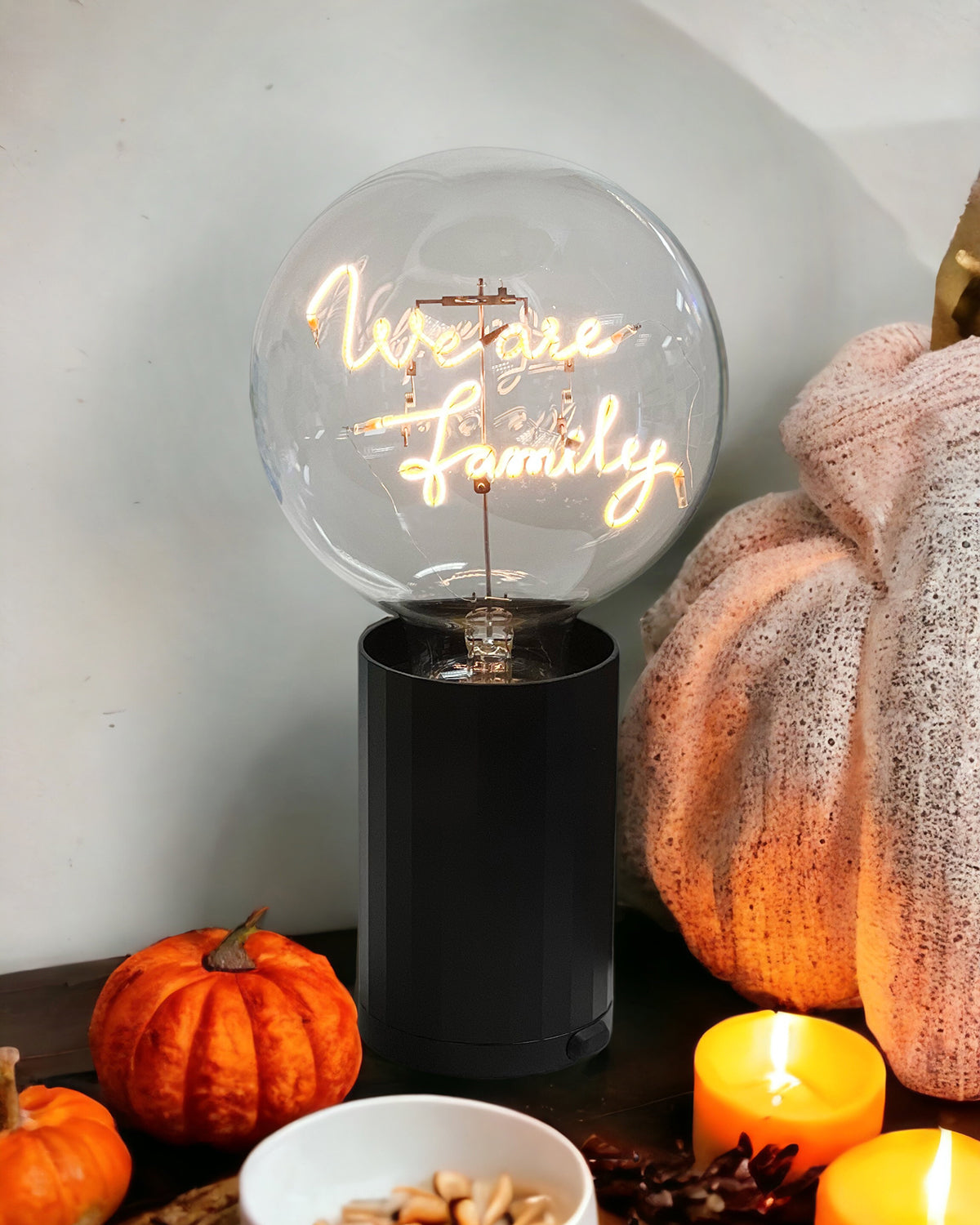 Bulb WE ARE FAMILY Amber with Base Table Lamp PORTABLE Rose Gold