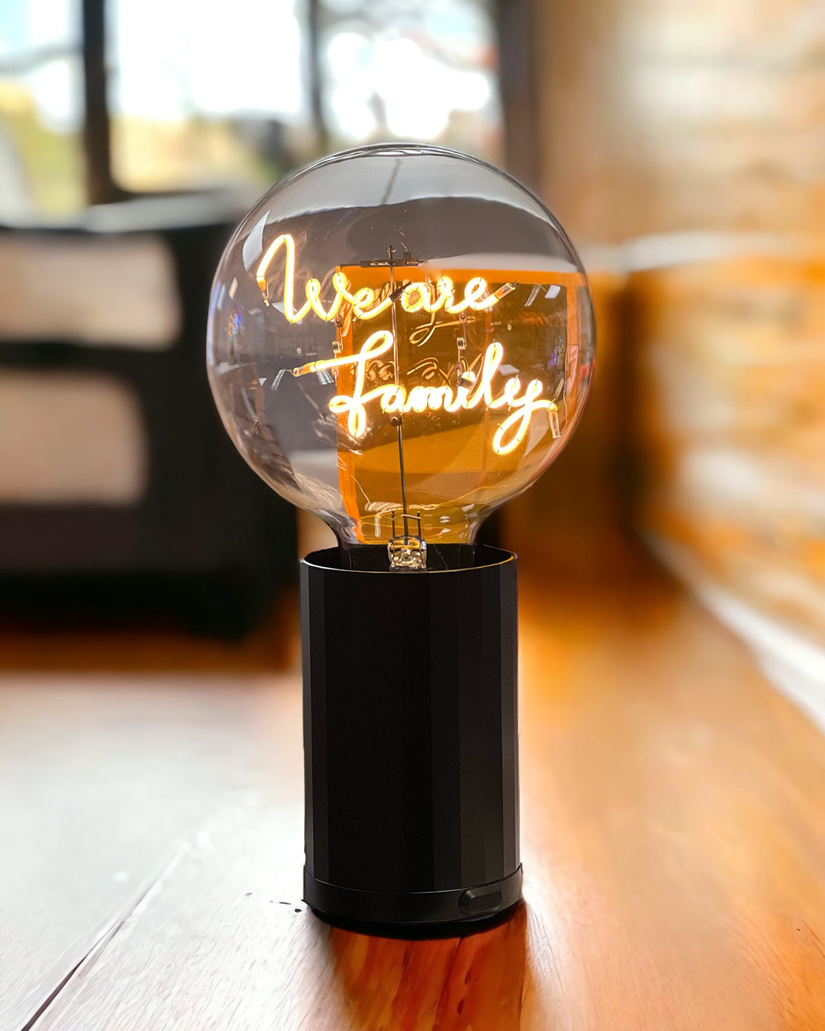 Bulb WE ARE FAMILY Amber with Base Table Lamp PORTABLE Rose Gold