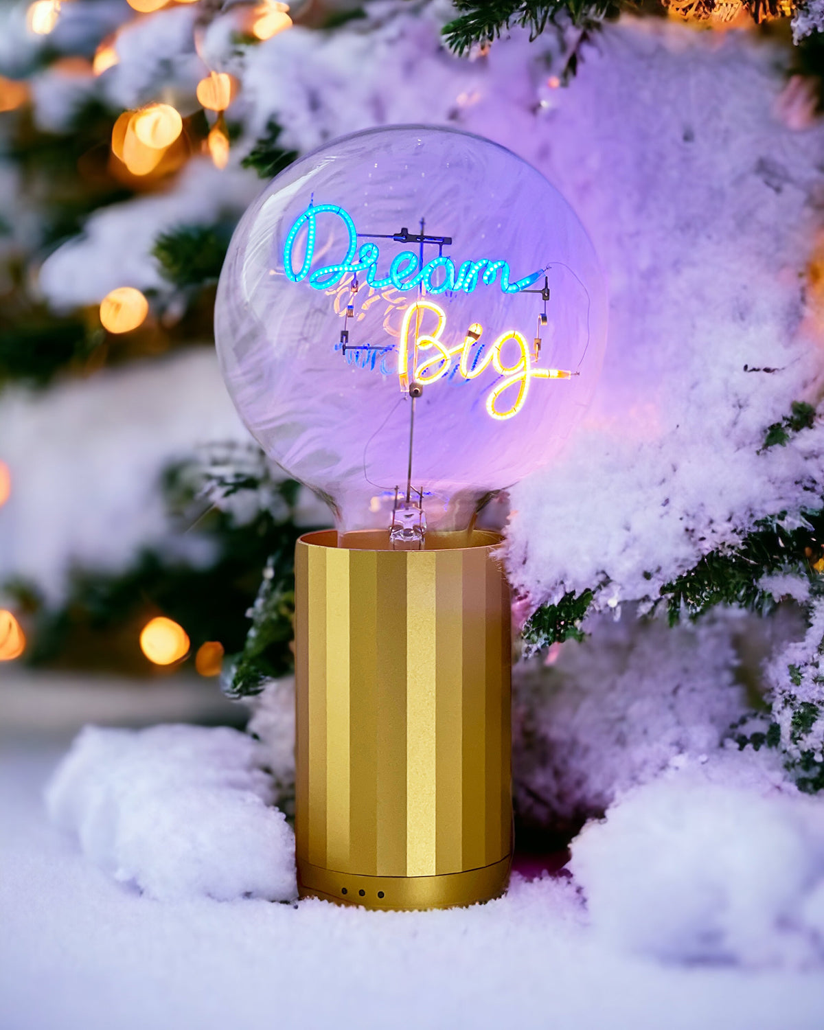 Bulb DREAM BIG Blue/ Amber with Base Table Lamp PORTABLE Black