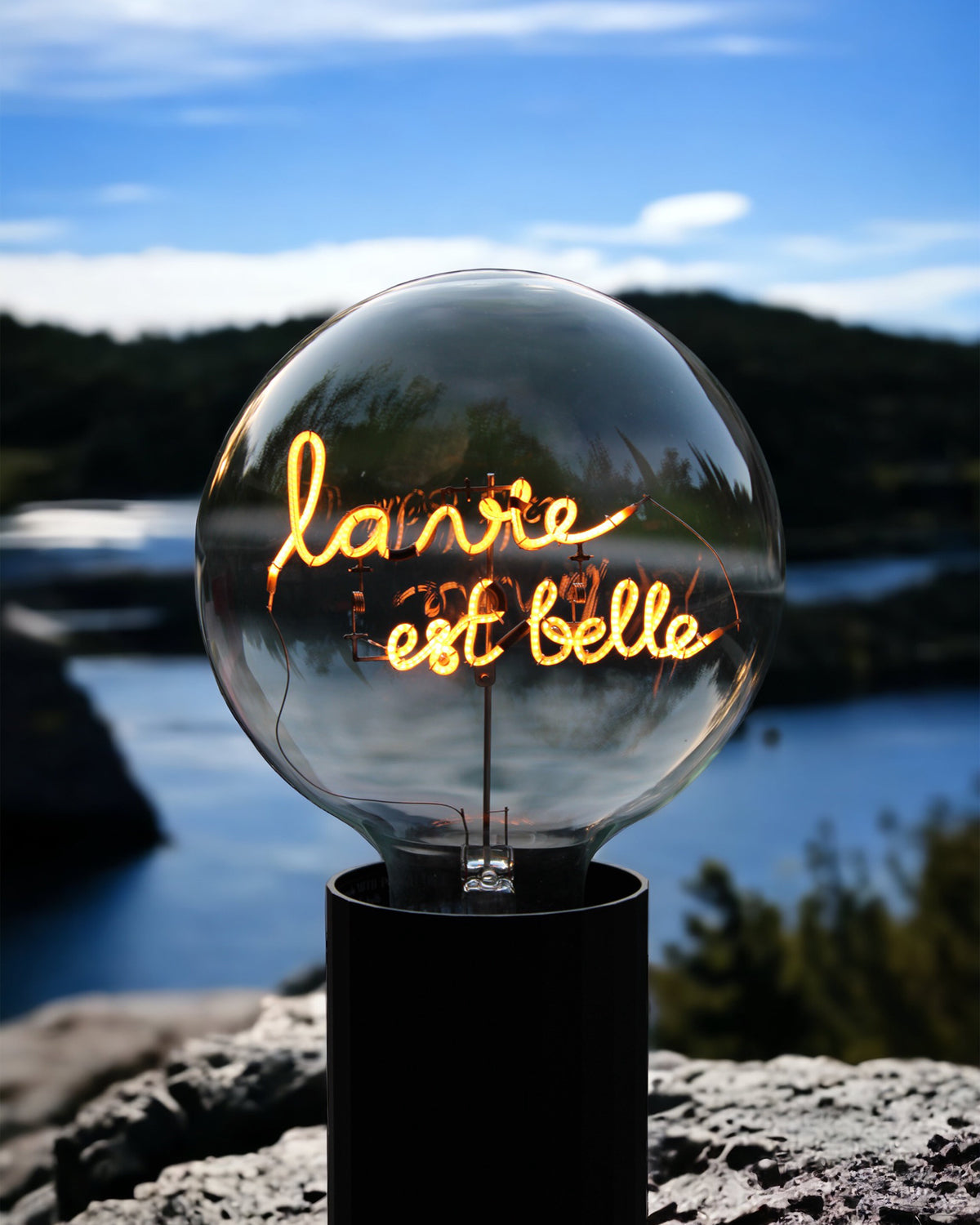 Bulb LA VIE EST BELLE Amber with Base Table Lamp PORTABLE Black