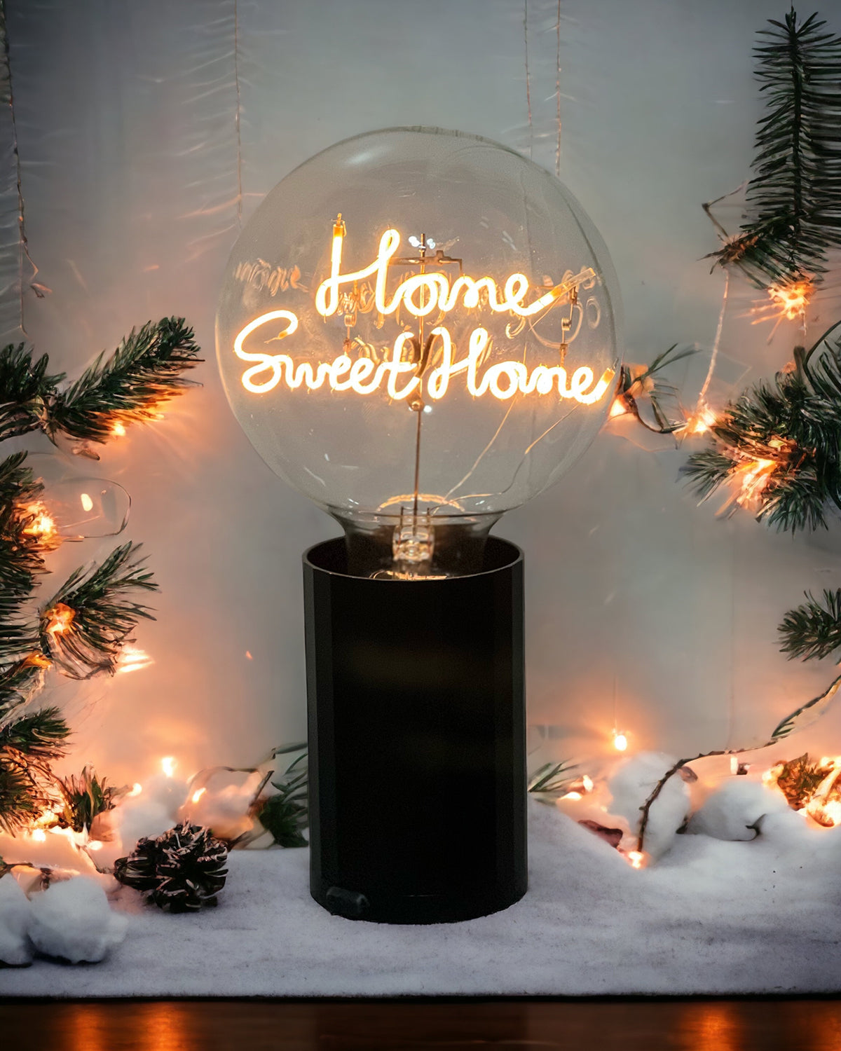 Bulb HOME SWEET HOME Amber with Base Table Lamp PORTABLE Rose Gold