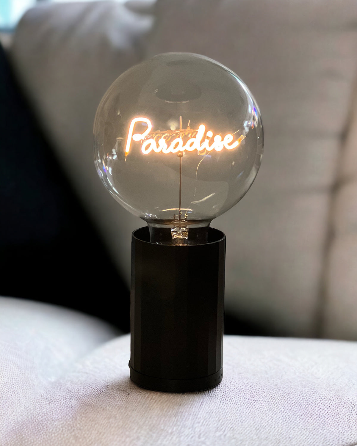 Bulb PARADISE Amber with Base Table Lamp PORTABLE Black