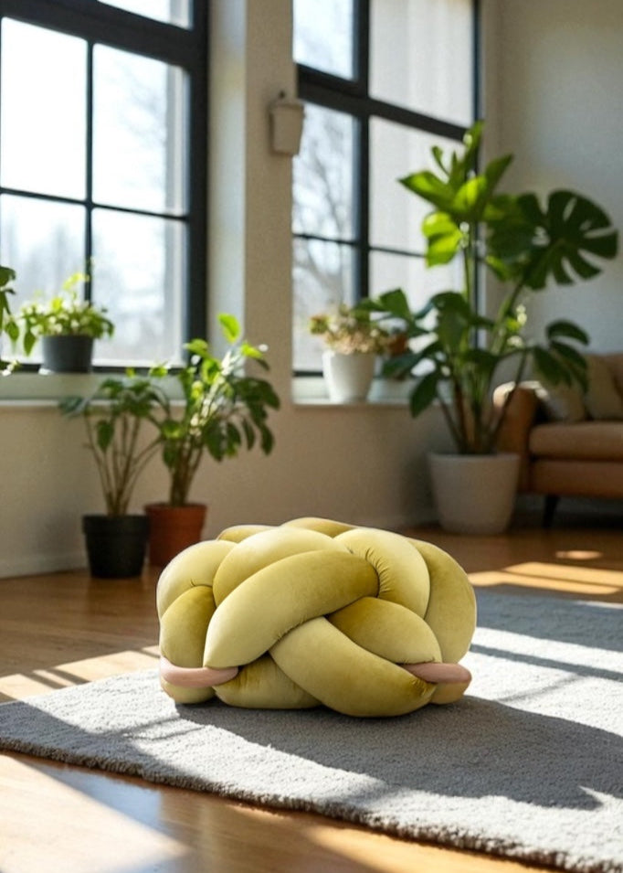 (L) Citron Knot Ottoman
