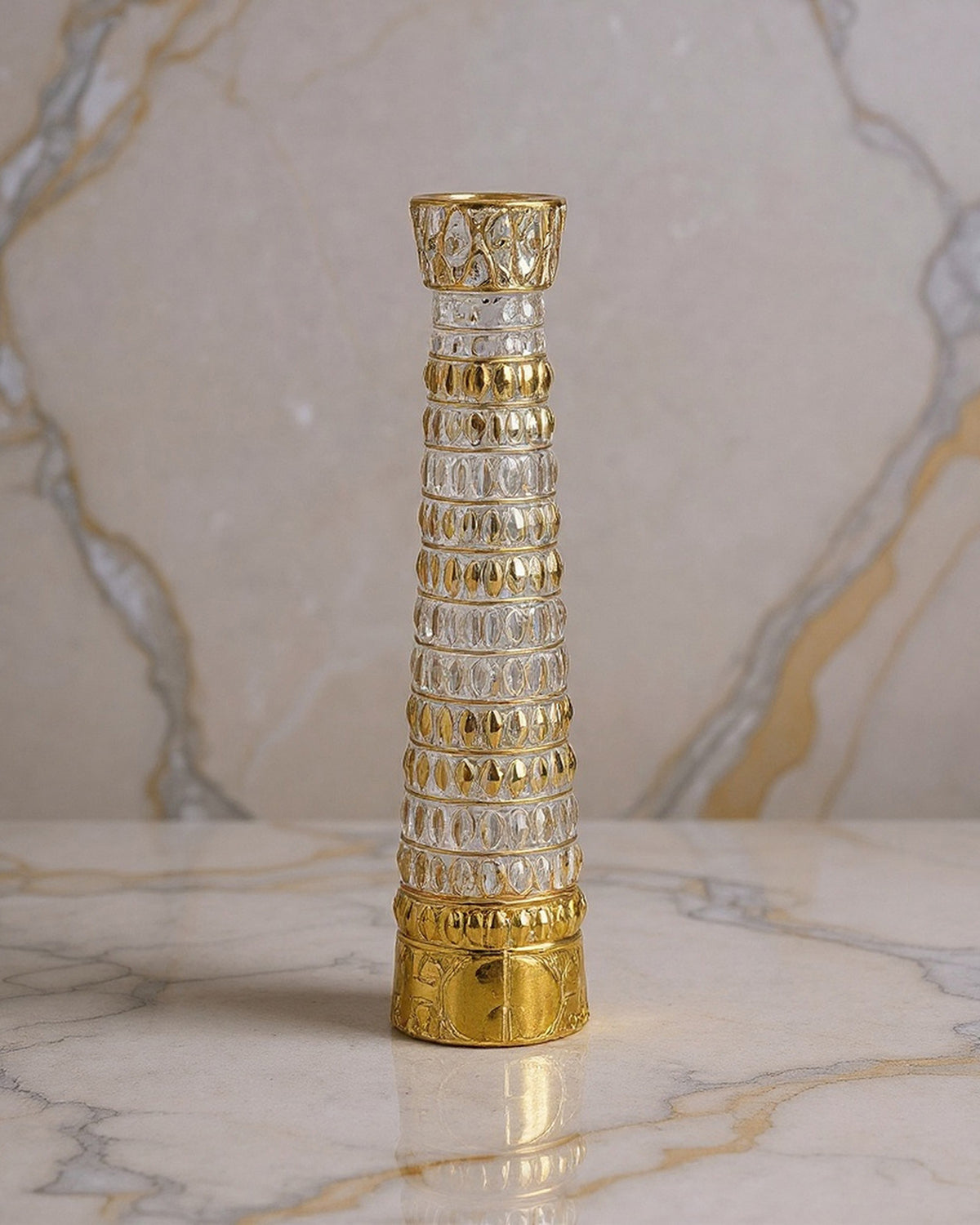 Candleholder, CROCODILE GOLD, 24% Lead Crystal