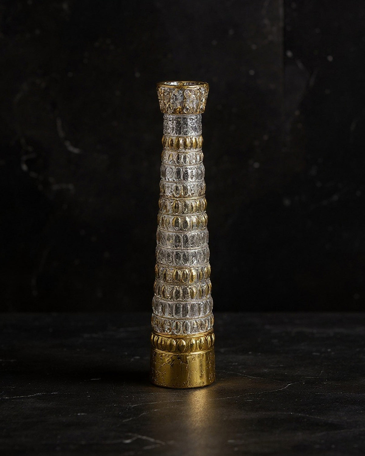 Candleholder, CROCODILE GOLD, 24% Lead Crystal
