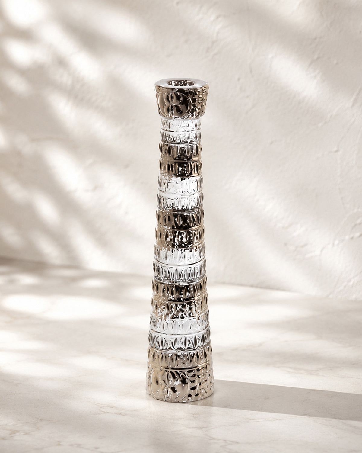 Candleholder, CROCODILE PLATIN, 24% Lead Crystal