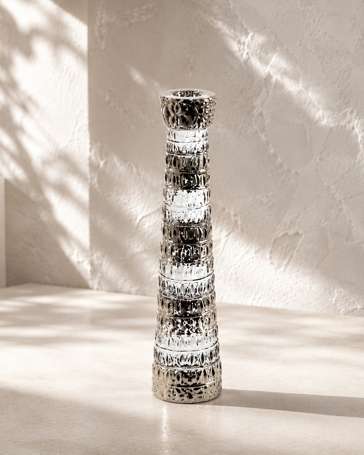 Candleholder, CROCODILE PLATIN, 24% Lead Crystal