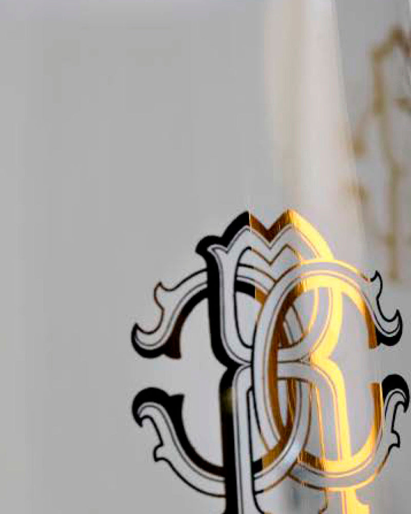 Roberto Cavalli Home Old Fashion Glass NEW MONOGRAM  Gold diam. 3.5", H 4", cap. 14.75 oz