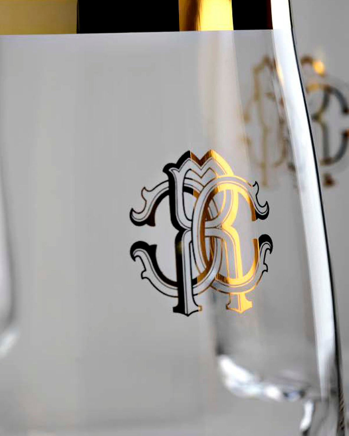 Wine Goblet NEW MONOGRAM  Gold 14.5 oz, H 8.5"