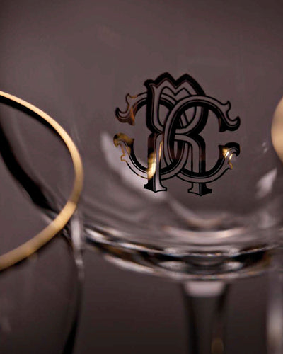 Roberto Cavalli Home Wine Goblet NEW MONOGRAM  Gold 14.5 oz, H 8.5"