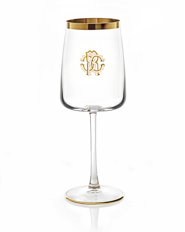 Wine Goblet NEW MONOGRAM  Gold 14.5 oz, H 8.5"