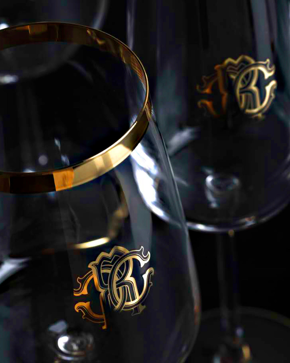 Champagne Goblet NEW MONOGRAM  Gold H 9.25", cap. 10 oz