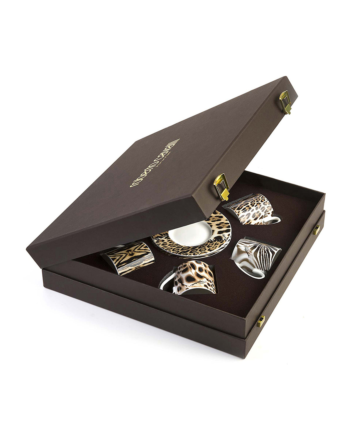 Coffee Cup & Saucer AFRICA Set of 6 in Luxury Box  diam. 2.3", H 2.5", Cap. 4 oz, Saucer diam. 4.75"