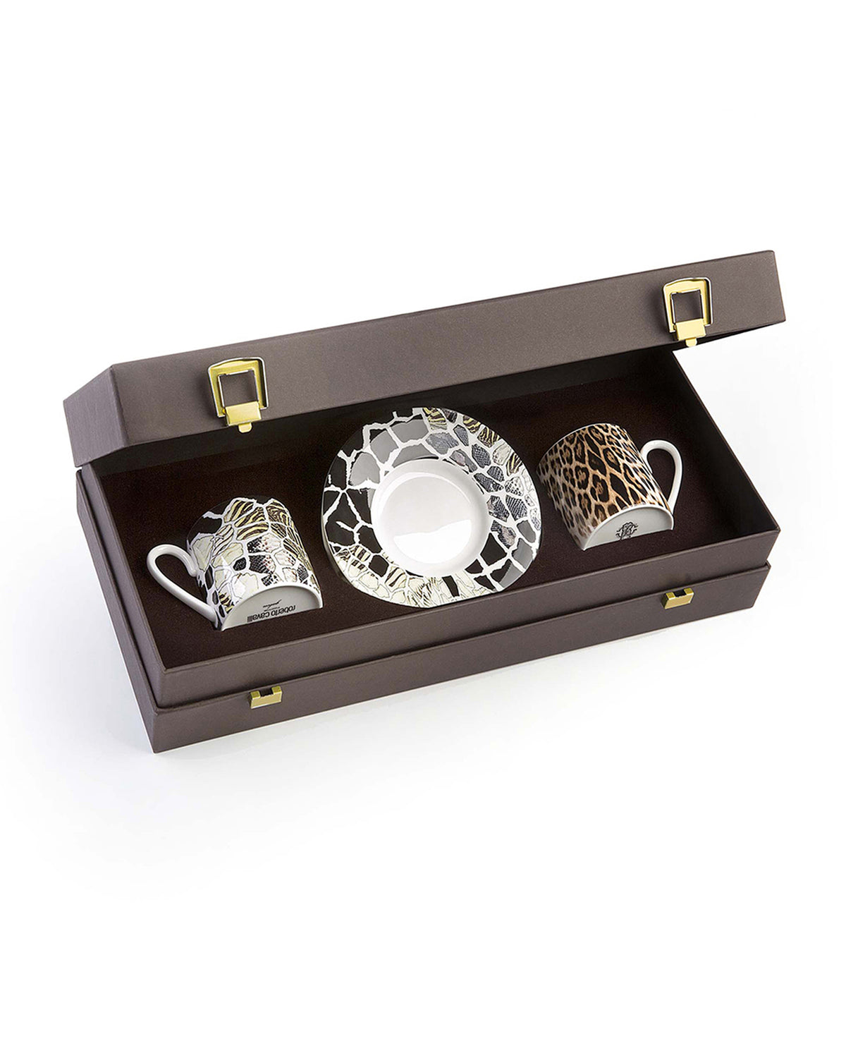 Coffee Cup & Saucer AFRICA DARAK AND GABON Set of 2 in Luxury Box  diam. 2.3", H 2.5", Cap. 4 oz, Saucer diam. 4.75"