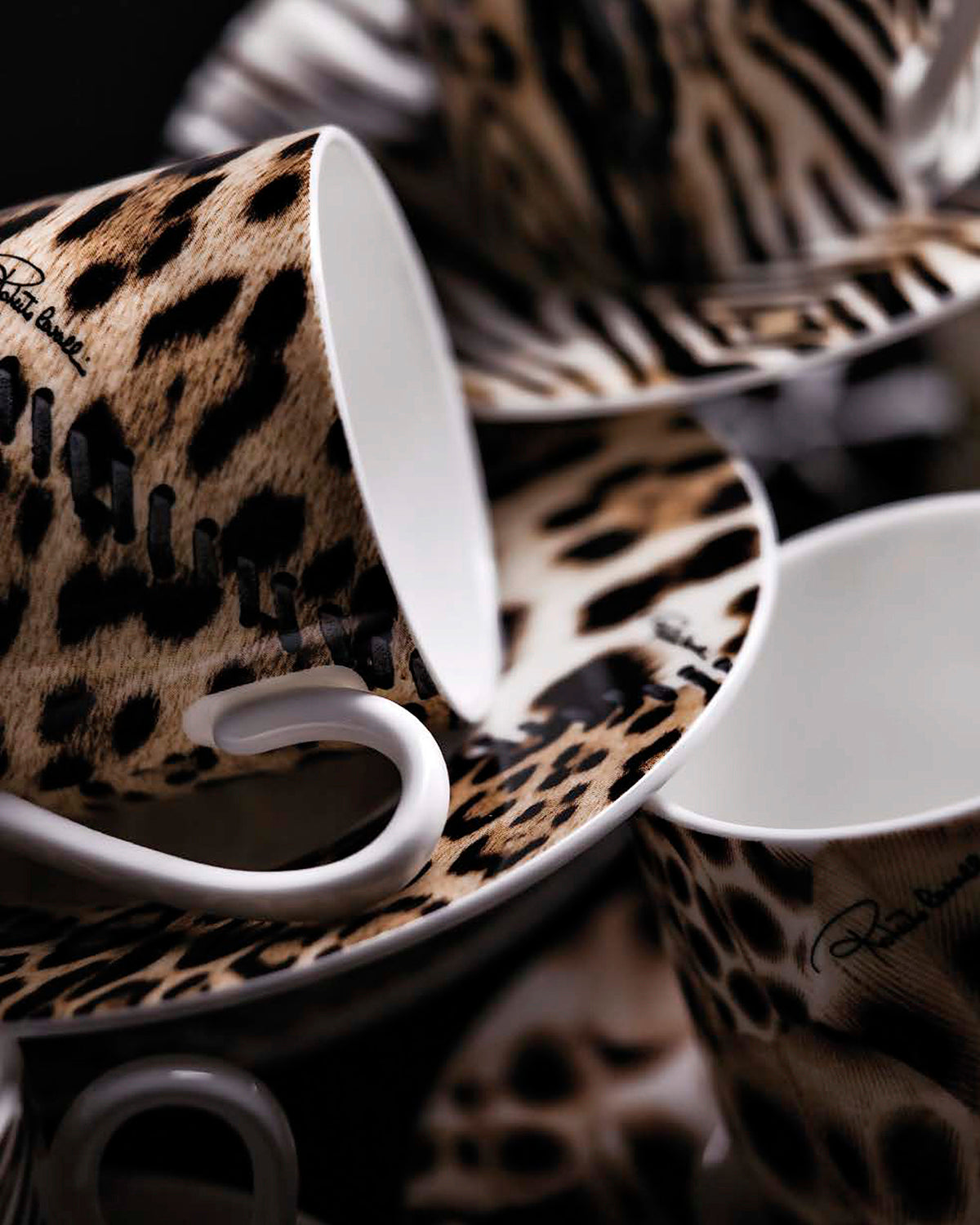 Coffee Cup & Saucer AFRICA DARAK AND GABON Set of 2 in Luxury Box  diam. 2.3", H 2.5", Cap. 4 oz, Saucer diam. 4.75"