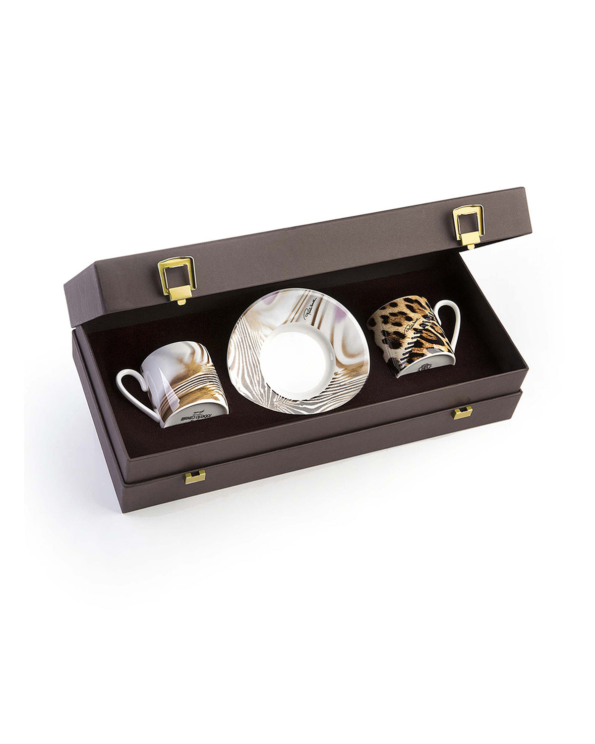 Coffee Cup & Saucer AFRICA ZIMBABWE AND DJERBA Set of 2 in Luxury Box  diam. 2.3", H 2.5", Cap. 4 oz, Saucer diam. 4.75"