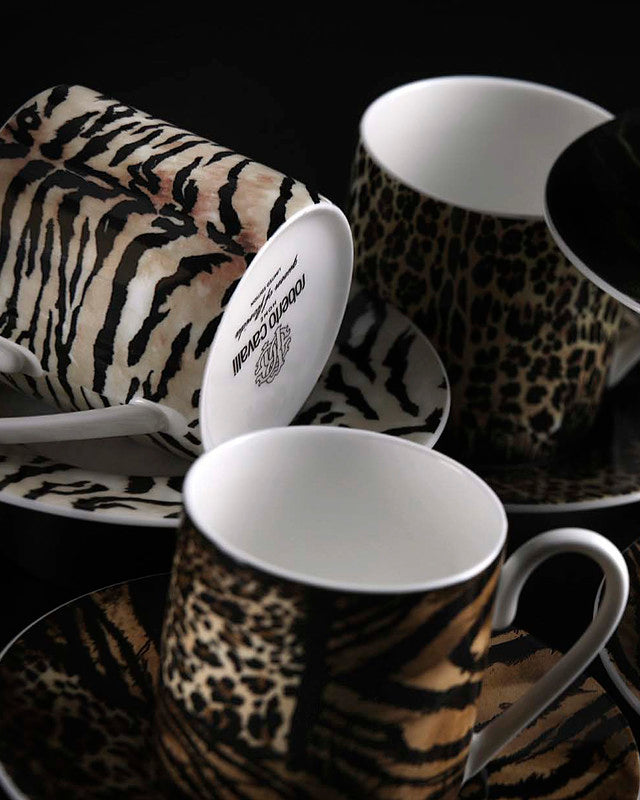 Coffee Cup & Saucer AFRICA CASABLANCA AND MALINDI Set of 2 in Luxury Box  diam. 2.3