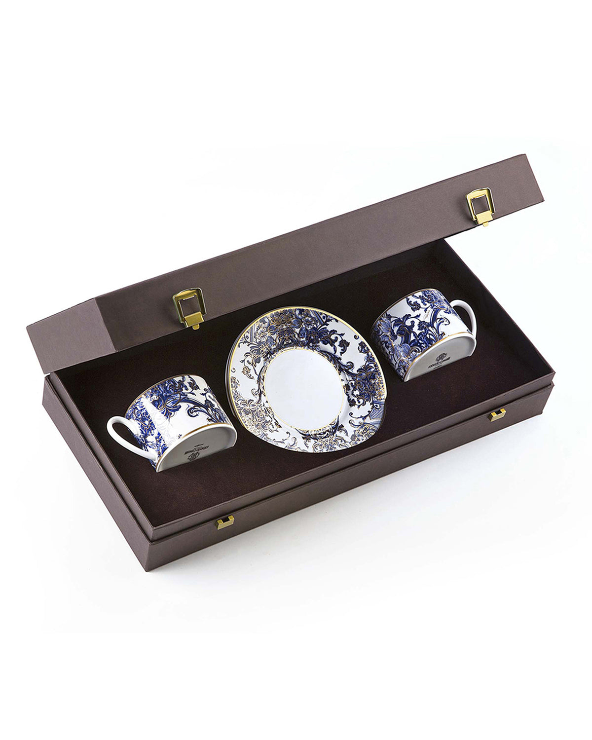 Tea Cup & Saucer AZULEJOS Set of 2 in Luxury Box diam. 3.3", H 2.3", cap. 7.5 oz, Saucer diam. 6"