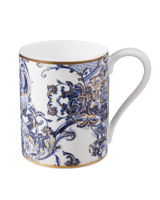 Roberto Cavalli Home Mug Cup AZULEJOS in Luxury Box diam. 2.5", H 3.3", cap. 12.5 oz