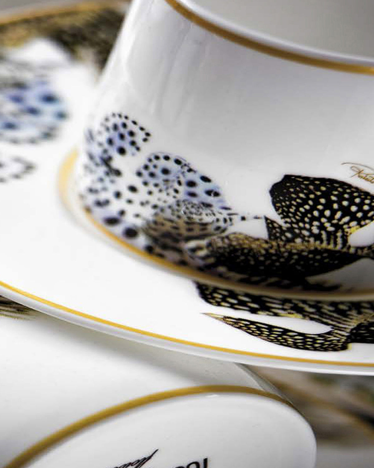 Coffee Cup & Saucer FLOWERS MODEL F-B Set of 2 in Luxury Box  diam. 2.3", H 2.5", Cap. 4 oz, Saucer diam. 4.75"