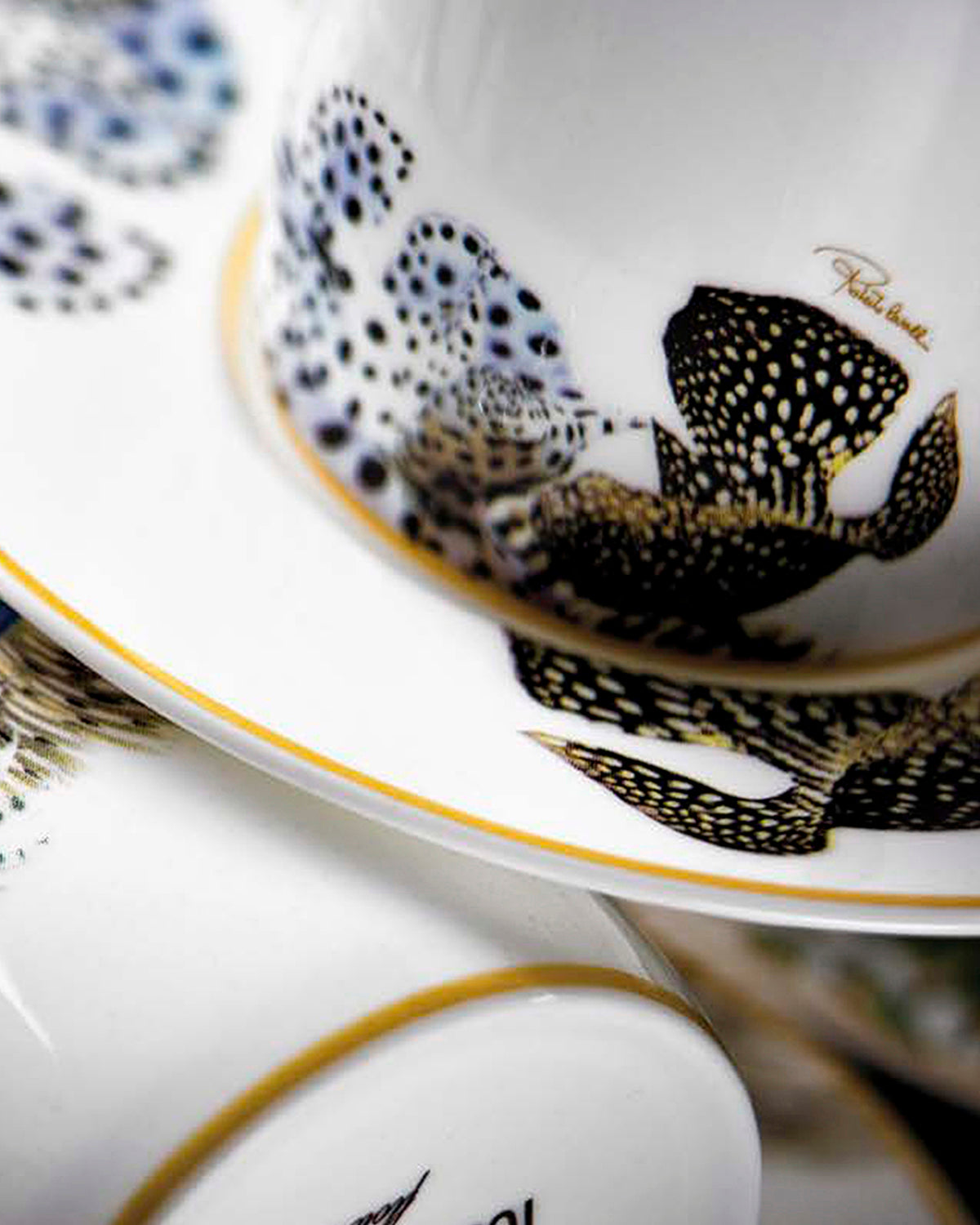 Coffee Cup & Saucer FLOWERS MODEL C-E Set of 2 in Luxury Box  diam. 2.3