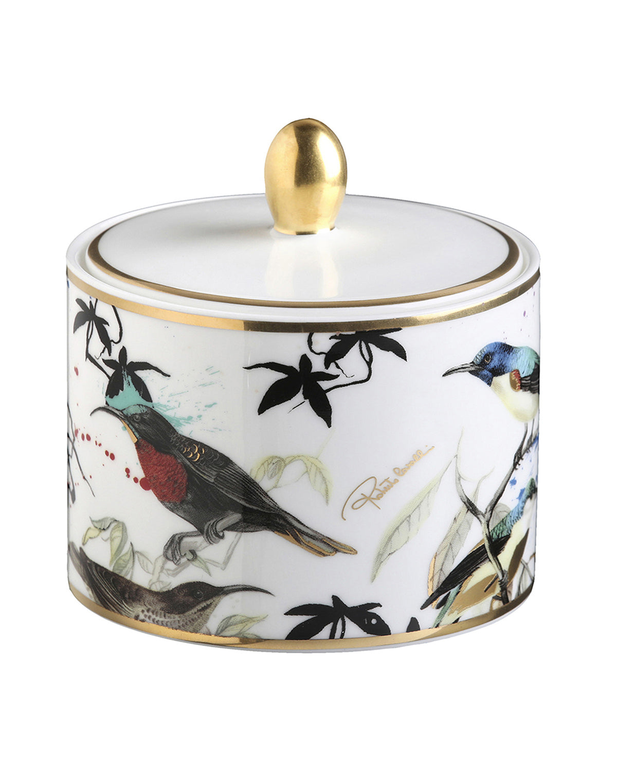 Sugar Pot GARDEN'S BIRDS   diam. 3.3", H 3.5"