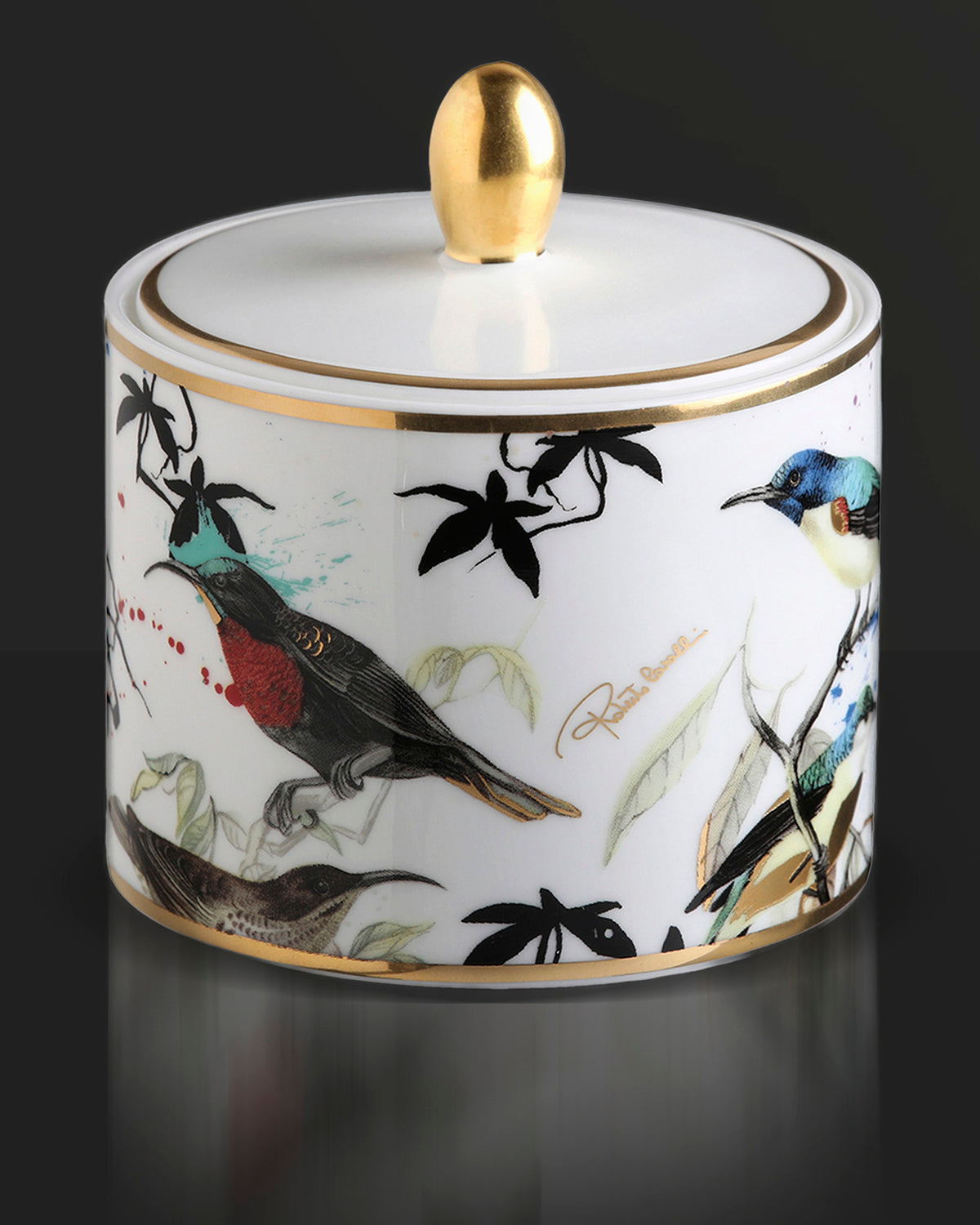 Sugar Pot GARDEN'S BIRDS   diam. 3.3", H 3.5"