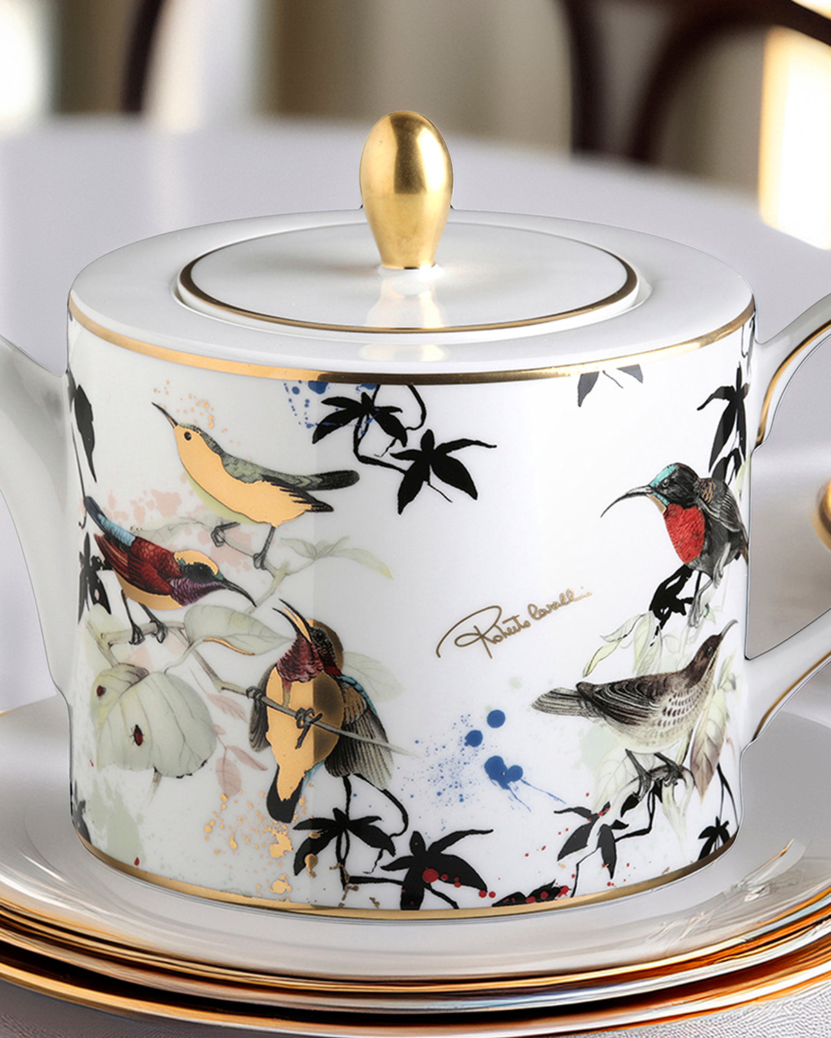 Tea Pot or Coffee Pot GARDEN'S BIRDS   diam. 4.75", H 4.5"