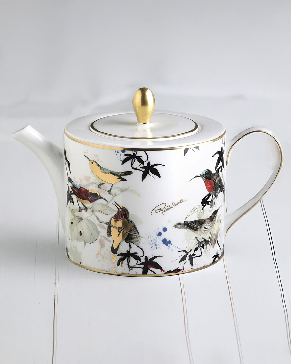 Tea Pot or Coffee Pot GARDEN'S BIRDS   diam. 4.75", H 4.5"