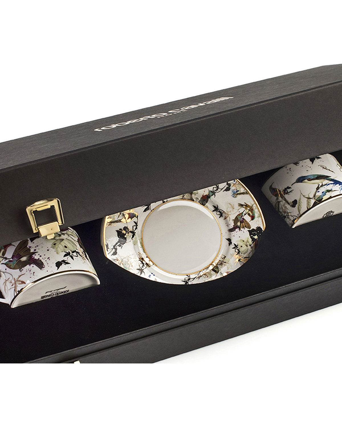 Tea Cup & Saucer GARDEN'S BIRDS Set of 2 in Luxury Box diam. 3.3", H 2.3", cap. 7.5 oz, Saucer diam. 6"