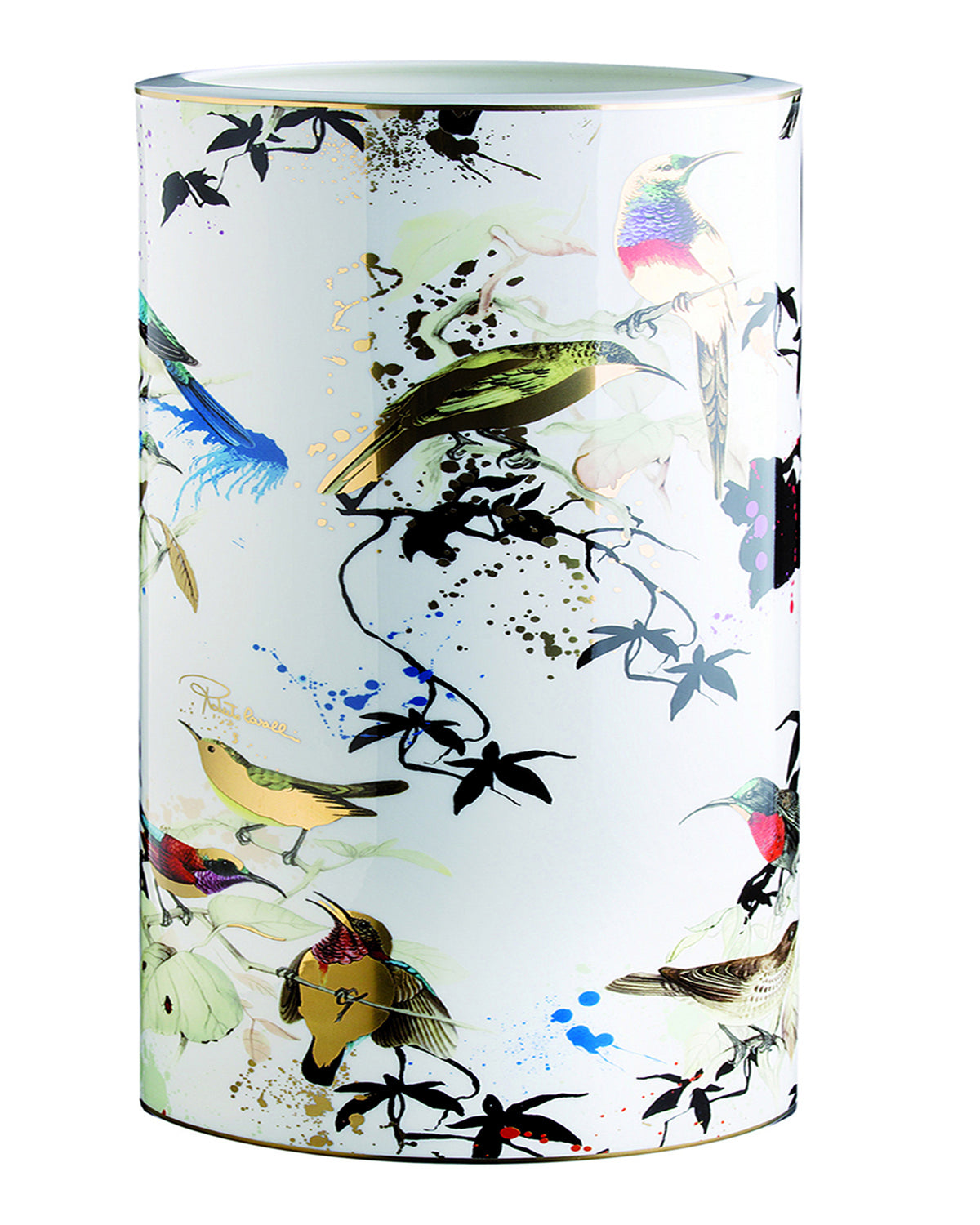 High Vase GARDEN'S BIRDS   diam. 6.3", H 14"