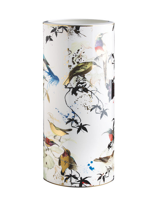High Vase GARDEN'S BIRDS   diam. 6.3", H 14"