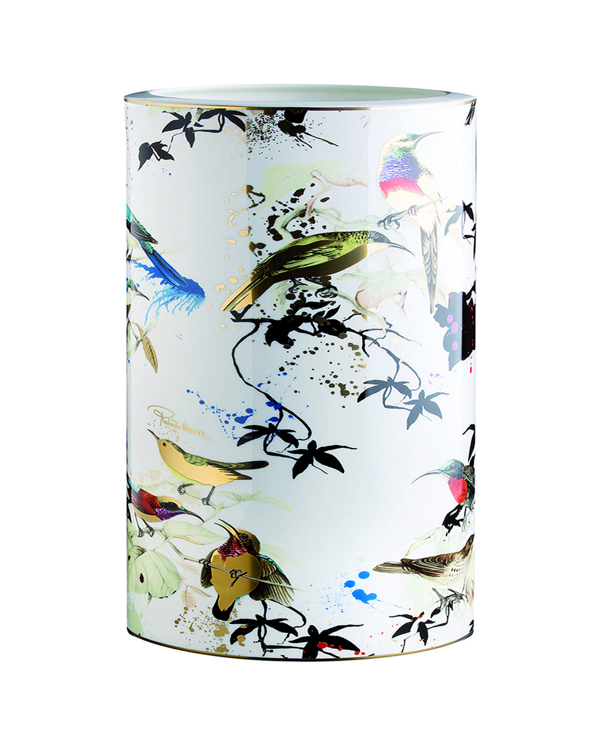 Medium Vase GARDEN'S BIRDS   diam. 3.75", H 7.75"
