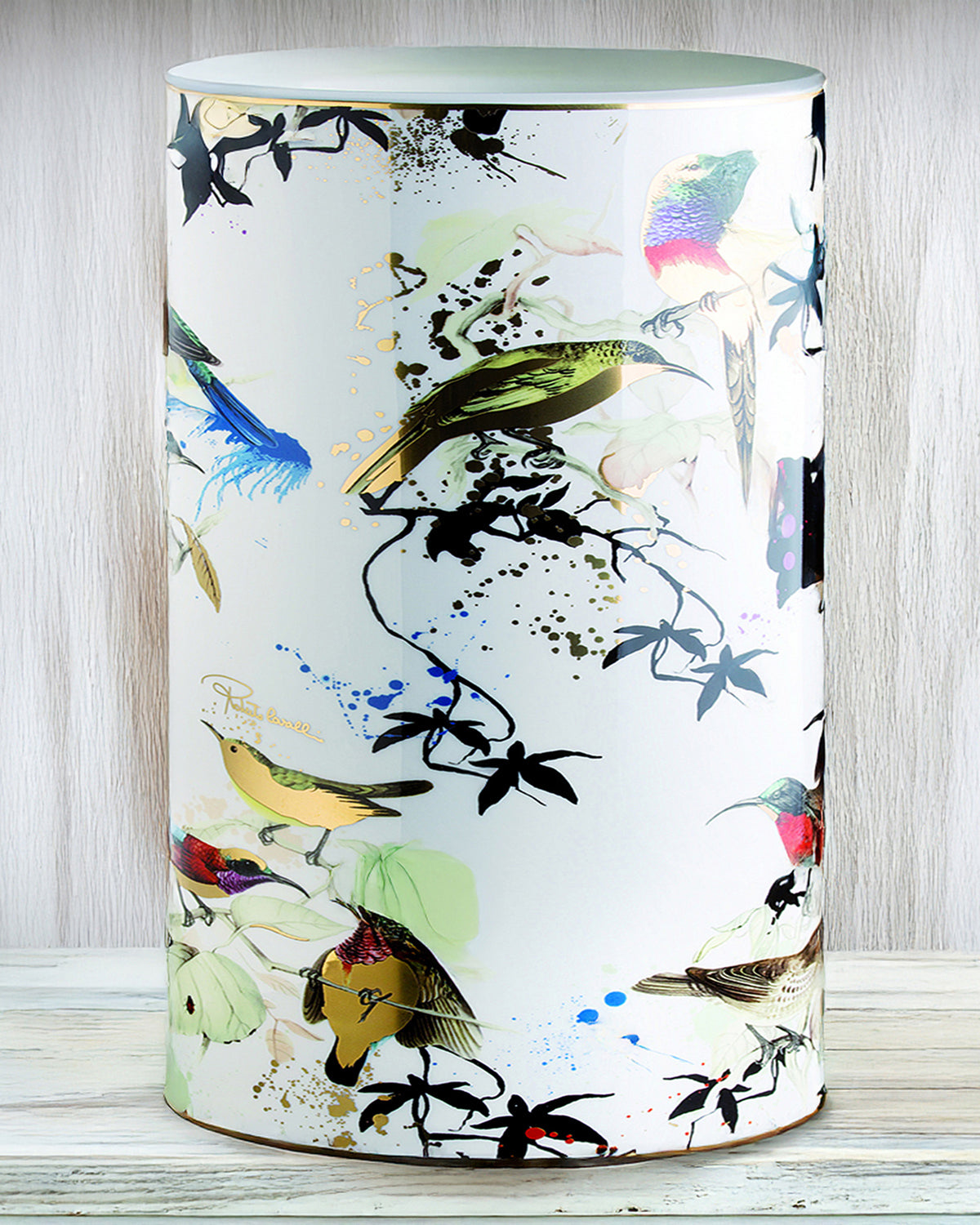 Medium Vase GARDEN'S BIRDS   diam. 3.75", H 7.75"