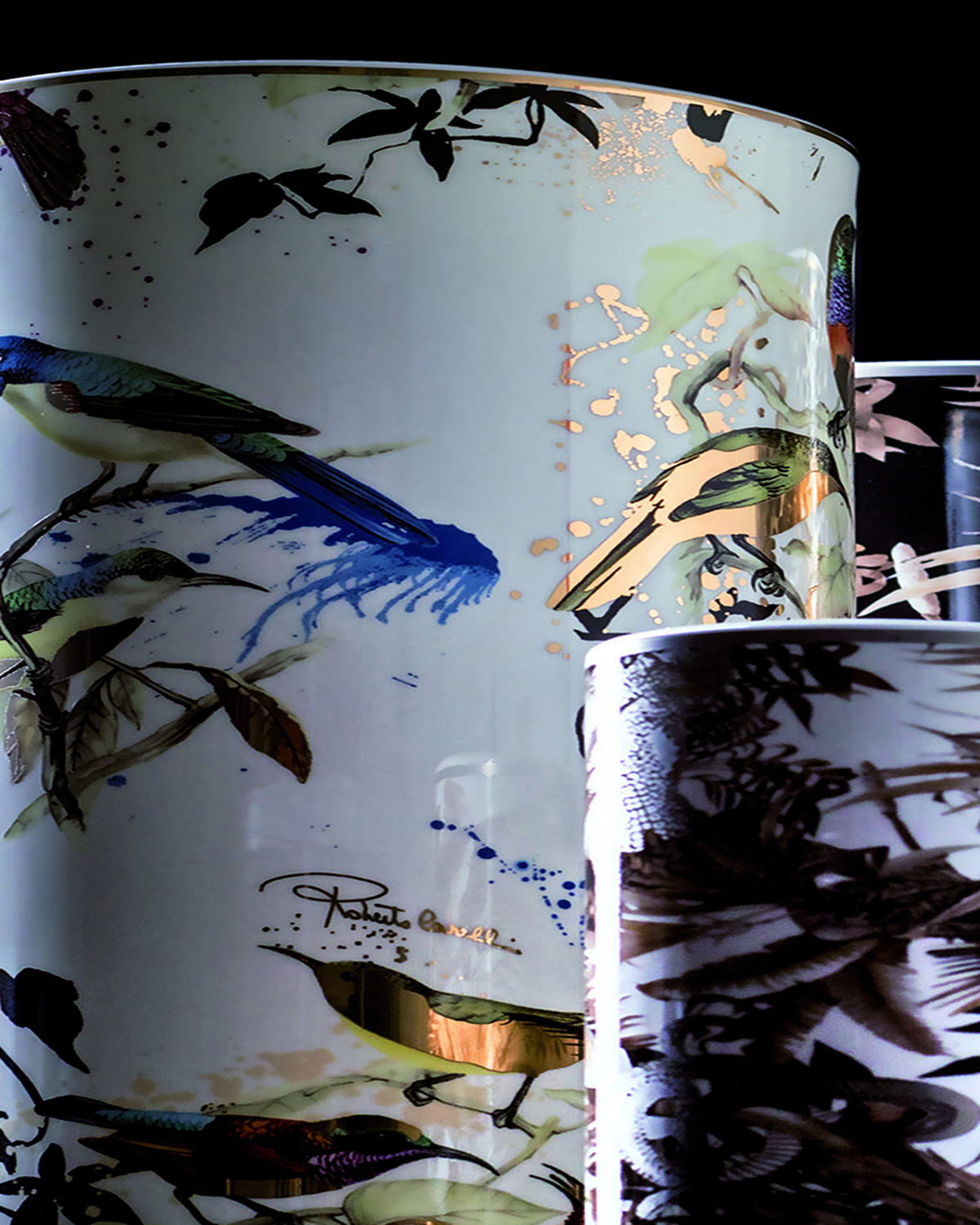 Medium Vase GARDEN'S BIRDS   diam. 3.75", H 7.75"