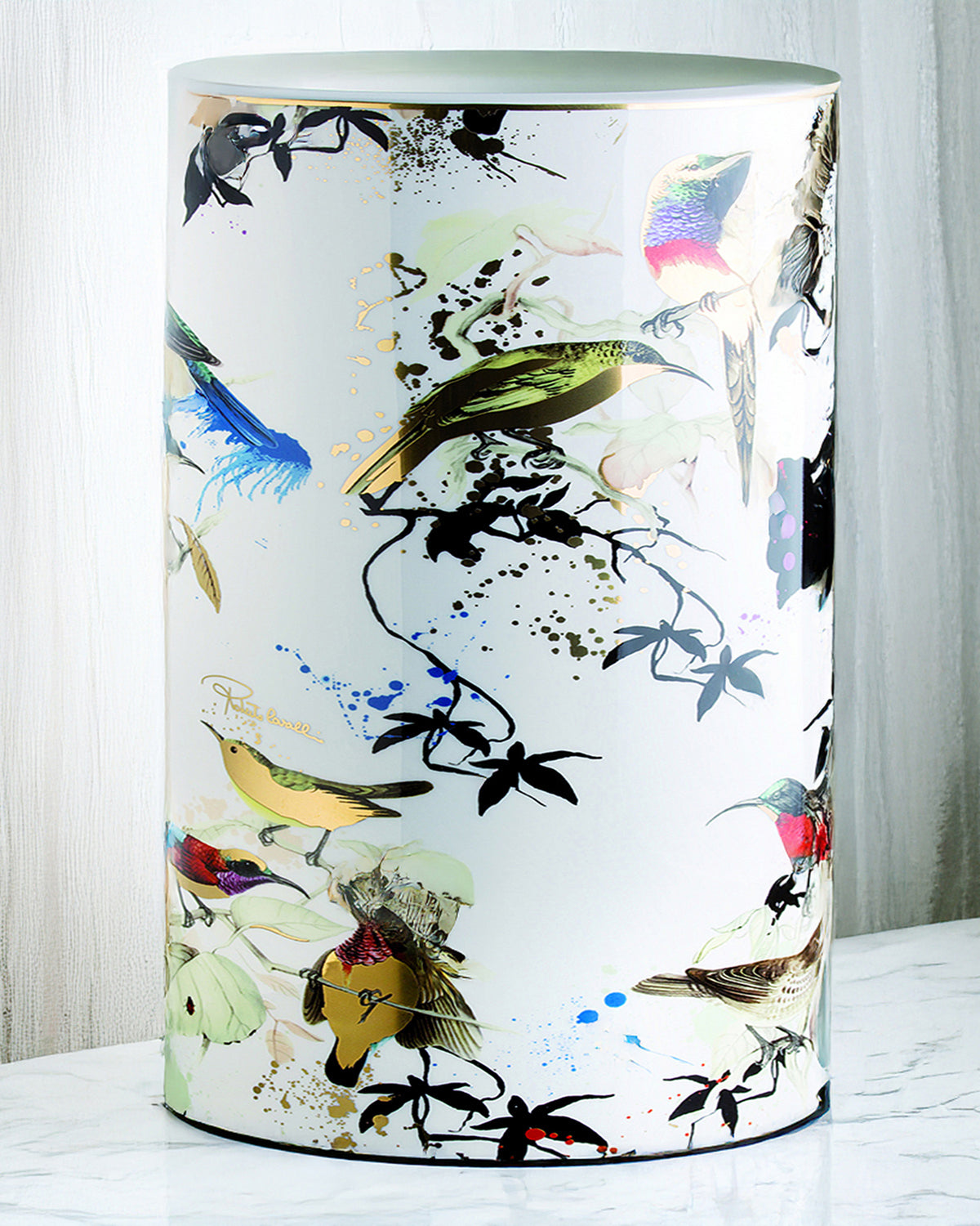 Medium Vase GARDEN'S BIRDS   diam. 3.75", H 7.75"