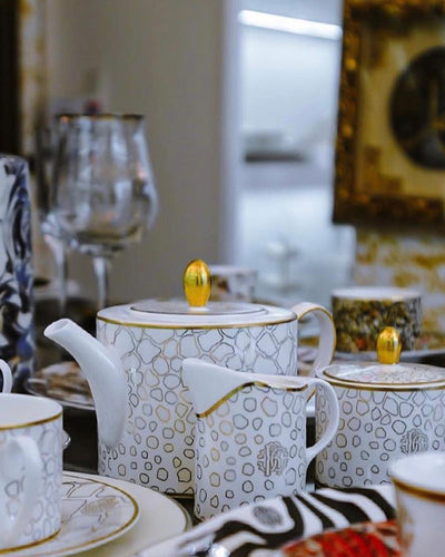 Roberto Cavalli Home Coffee Cup & Saucer GIRAFFE Set of 2 in Luxury Box  diam. 2.3", H 2.5", Cap. 4 oz, Saucer diam. 4.75"