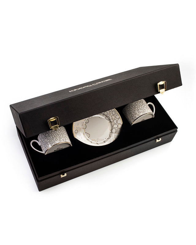 Roberto Cavalli Home Tea Cup & Saucer GIRAFFE Set of 2 in Luxury Box diam. 3.3