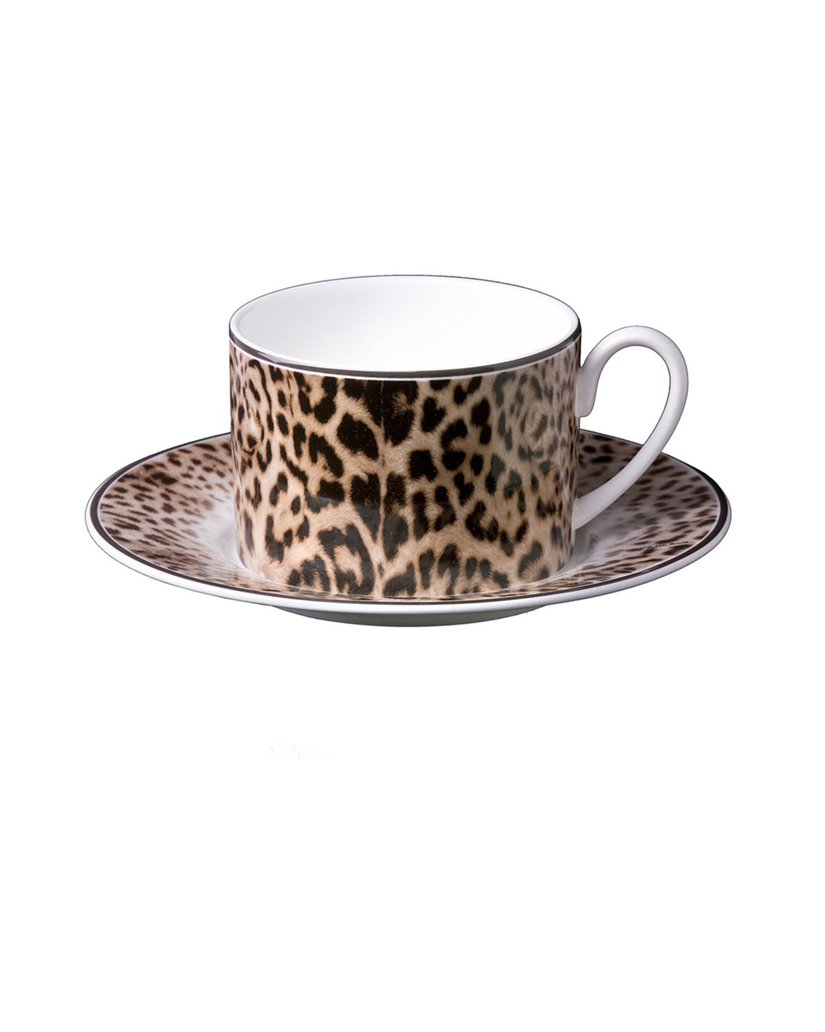 Tea Cup & Saucer JAGUAR Set of 2 in Luxury Box diam. 3.3", H 2.3", cap. 7.5 oz, Saucer diam. 6"