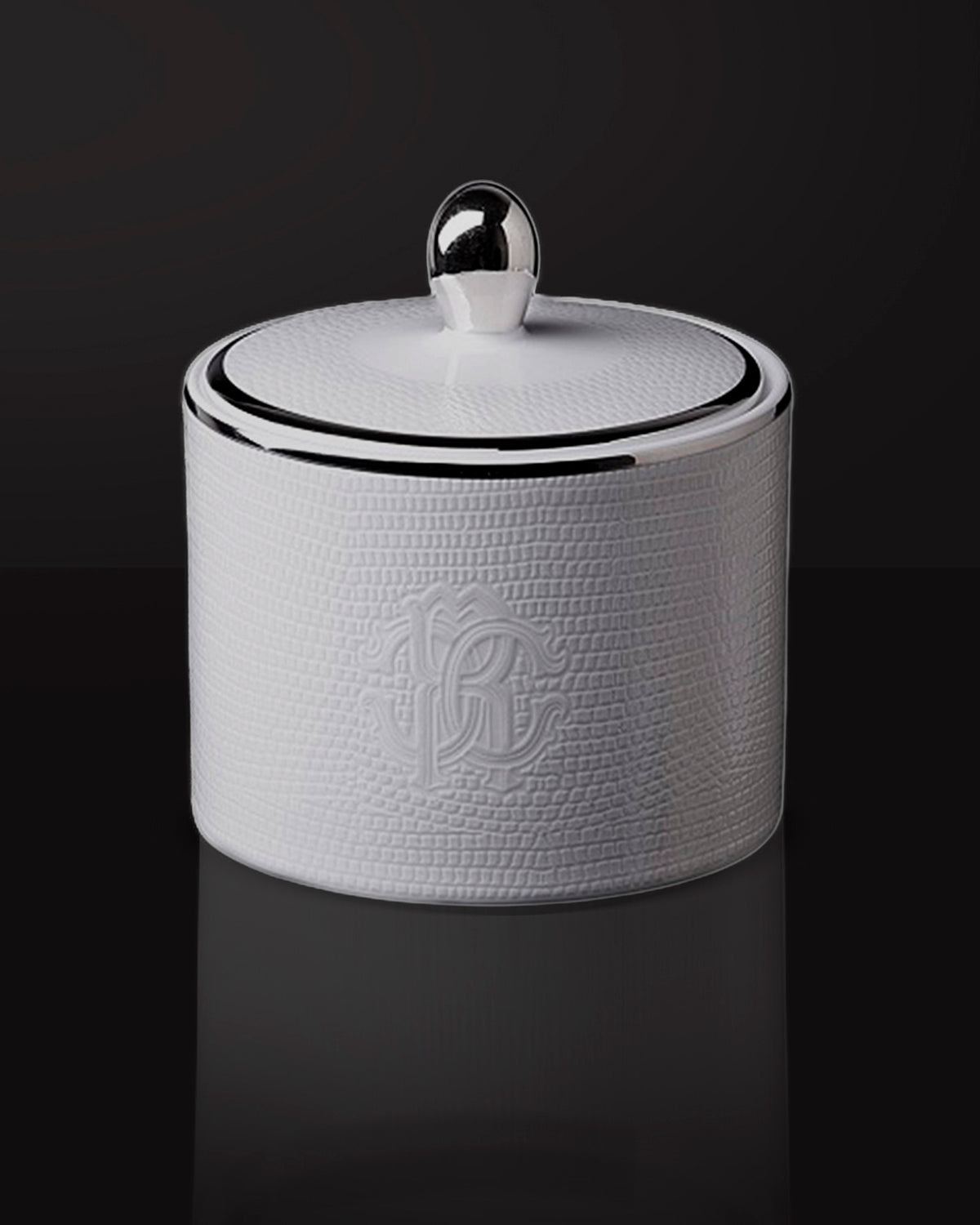 Sugar Pot LIZARD PLATIN   diam. 3.3", H 3.5"