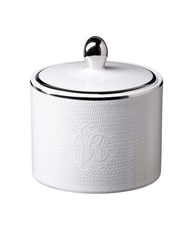 Sugar Pot LIZARD PLATIN   diam. 3.3", H 3.5"