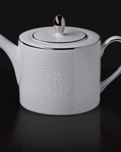 Roberto Cavalli Home Tea Pot or Coffee Pot LIZARD PLATIN diam. 4.75", H 4.5"